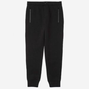 Everlane black joggers with zippers + button waist